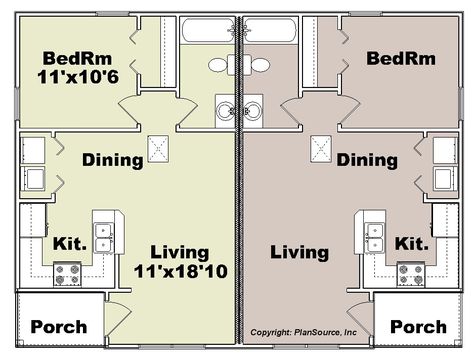 Small Duplex House Plans, Small Apartment Building Plans, Duplex Ideas, Plan Apartment, Small Apartment Building, Duplex Floor Plans, One Bedroom House, Duplex Plans, Duplex Design