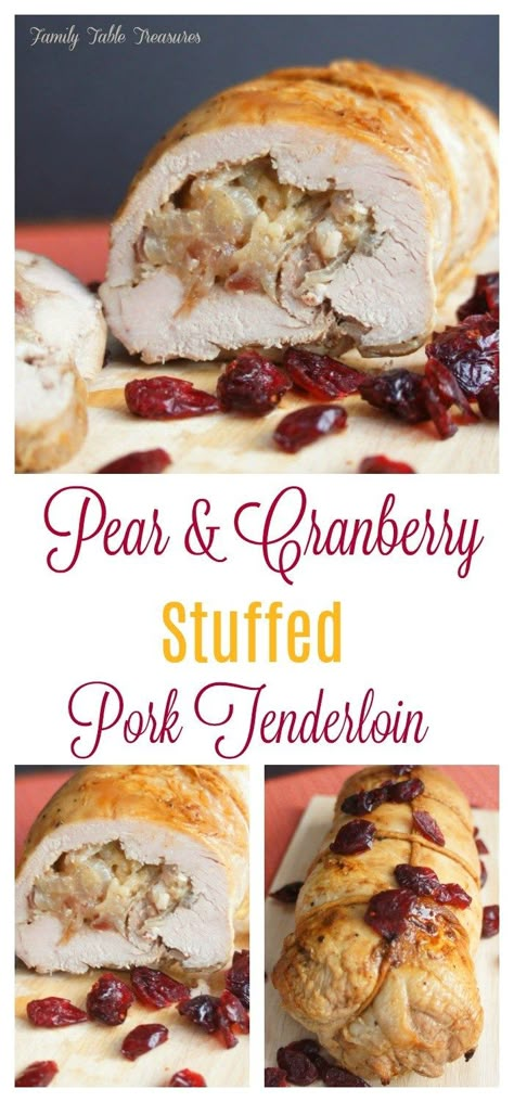 Dijon Pork Loin, Parmesan Baked Pork Chops, Tender Pork Loin, Pear And Cranberry, Apple Cider Glaze, Pork Tenderloin Recipe, Tenderloin Recipe, Stuffed Pork, Pork Loin Recipes