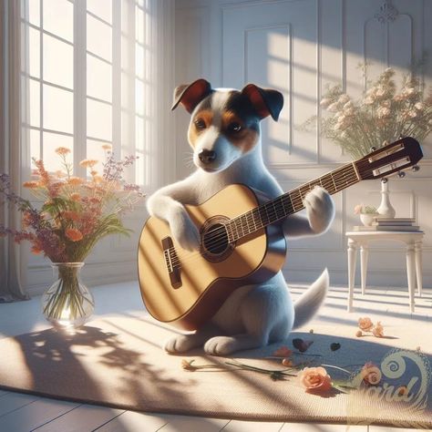 https://card9.com/ai/dog-playing-guitar Dog Listening To Music Aesthetic, Fox Playing Guitar, Dog Playing Piano, Dog Playing Guitar, Cowboy Playing Guitar, Horse Art, Playing Guitar, Guitar, Dogs