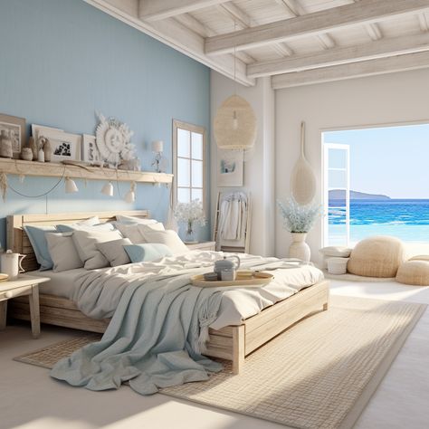 Beach House Interior Bedroom, Beach Theme Bedroom, Costal Bedroom, Ocean Bedroom, Ocean And Beach, Beachy Bedroom, Ocean Room, Beach Themed Bedroom, Theme Bedroom