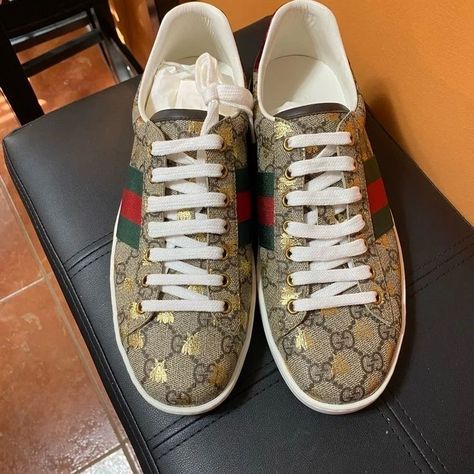 All Sizes Available 🛍️ Gucci Ace Sneakers, Shoes Gucci, Gucci Sneakers, Black Fire, Croc Print, Vintage Color, David Beckham, High Top Shoes, Gucci Shoes