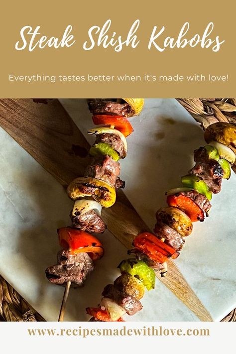 Steak Shish Kabob Ideas, Best Beef For Kabobs, Chuck Roast Kabobs, Best Steak For Kabobs, Oven Shish Kabobs Steak, Maid Rite Sandwiches, Kabob Marinade, Shishkabobs Recipe, Grilled Ribeye