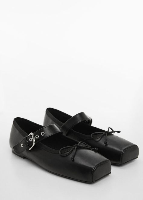 Square-toe ballerina with buckle - Women | Mango United Kingdom Mango Ballet Flats, Square Shoes, Ballet Flat, Ballet Flats, Dream Closet, Open Back, Shoes Flats, United Kingdom, Mango