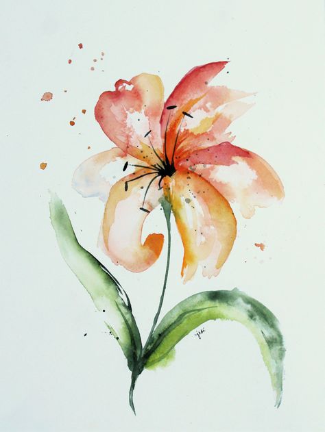 Day Lily Watercolor | Jodi McKinney Wanderlust Tattoos, Tattoos Cartoon, Dreamcatcher Tattoos, Tiger Lily Tattoos, Fantasy Tattoo, Lily Tattoo Design, Vintage Tattoos, Lily Flower Tattoos, Watercolor Tiger