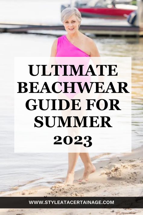 Looking for the perfect beachwear for Summer 2023? Look no further! Explore our Ultimate Beachwear Guide curated for women over 60. Discover stylish swimwear options that celebrate your beauty. Complete your beach ensemble with classic accessories and find inspiration for poolside outfits from Beth at Style At A Certain Age. Click to learn more. Beach Dresses For Women Over 50, Beach Ware For Women Over 50, Beth Djalali Style At A Certain Age 2023, Swimsuits 2023 Trends Over 50, Swimwear 2023 Trends Women, Resort Wear 2023 Trends, Beach Vacation Outfits For Women Over 50, Classic Beach Outfits, Beach Vacation Outfits Over 40