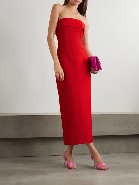 Engagement Party Guest, Dressy Summer Dresses, Look Book Outfits, Fortune 500, Emilia Wickstead, Flat Dress Shoes, Dress Flats, Strapless Maxi, Strapless Maxi Dress