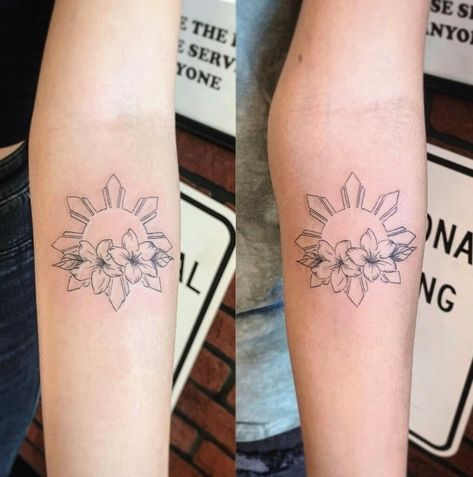 Filipino Sun Tattoo, Traditional Filipino Tattoo, Sun Tattoo Ideas, Filipino Sun, Sun Tattoo Designs, Filipino Tattoos, Minimal Tattoo Design, Men's Fashion Tips, Full Arm Tattoos