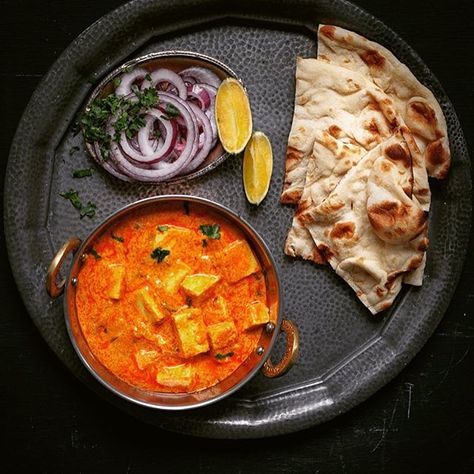 #lunch Platter containing  authentic Restaurant style Paneer Butter Masala served with Nan bread and salad . Recipe coming soon #meatlesmonday #indian #curry @food #food #sandhyaskitchen #switchtohealth #instapic #realfood #desidiaries #foodwinewomen #indianfoodblogger #bhgfood #foodstagram #everydayindia  #northindian #nothingisordinary #buzzfeedfood #hungry #instapic #thali #vegetarian #lonelyplanetindia #storiesofindia #foodprnshare #crownyourpuds #londonblogger #buzzfeast #bread #foodpho... Vegan Paneer, Tofu Paneer, Nan Bread, Lunch Platter, Quiche Vegan, Butter Masala Recipe, Curry Food, Paneer Butter Masala, Butter Masala