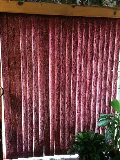 Blinds Makeover, Vertical Blinds Makeover, Faux Headboard, Vertical Blind Slats, Diy Wall Planter, Fairy Lights In Trees, Succulent Wall Planter, Blinds Diy, Vinyl Blinds