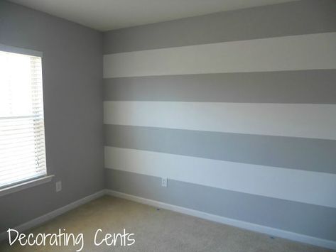 1000+ ideas about Grey Striped Walls on Pinterest | Neutral Carpet ... Striped Walls Bedroom, White Grey Paint, Grey Striped Walls, Painting Stripes On Walls, Blue Gray Bedroom, Nursery Makeover, Entry Wall, Striped Walls, Girls Rooms