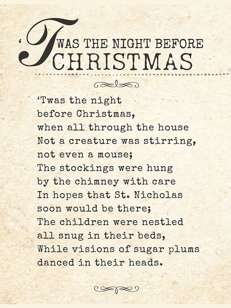 "Twas The Night Before Christmas Poem" Drawstring Bag by CreativeEmpires | Redbubble Vintage Twas The Night Before Christmas Images, Twas The Night Before Christmas Free Printable, Twas The Night Before Christmas Poem, Twas The Night Before Christmas Crafts, Poem Ideas, Christmas Notebook, Christmas Poem, Santa I Know Him, Gifts 2021