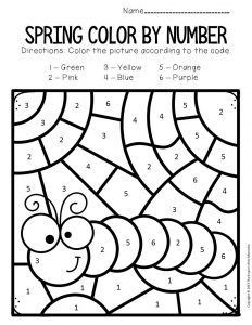 Color by Number Spring Preschool Worksheets Caterpillar Spring Worksheets Preschool, Color By Number Worksheet, Color By Letter, Seasons Preschool, Spring Worksheet, Number Worksheet, Color By Number Printable, 심플한 그림, Early Reading Skills