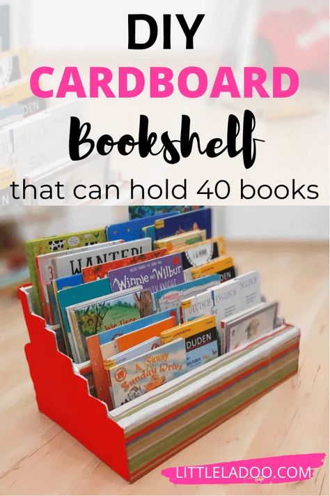 Diy Bookshelf For Classroom, Diy Cardboard Display Shelf, Diy Bookshelf For Small Spaces, Book Display For Craft Show, Table Top Book Shelf, Book Fair Display Ideas, Diy Cardboard Bookshelf, Book Fair Display, Cardboard Bookshelf Diy