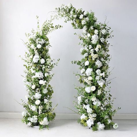 Greenery White Flower Silk Arch Flowers,wedding Backdrop Decoration,wedding Archway Flower,wedding Floral Arrangement - Etsy Australia Wedding Gazebo Decorations Outdoor Diy, Atrium Wedding Ceremony, Artificial Flower Arch Wedding, White And Green Floral Wedding Arch, Wedding Arches Flowers, White Flower Alter, Bride At Alter, Floral Half Arch Wedding, Fake Flower Wedding Arch