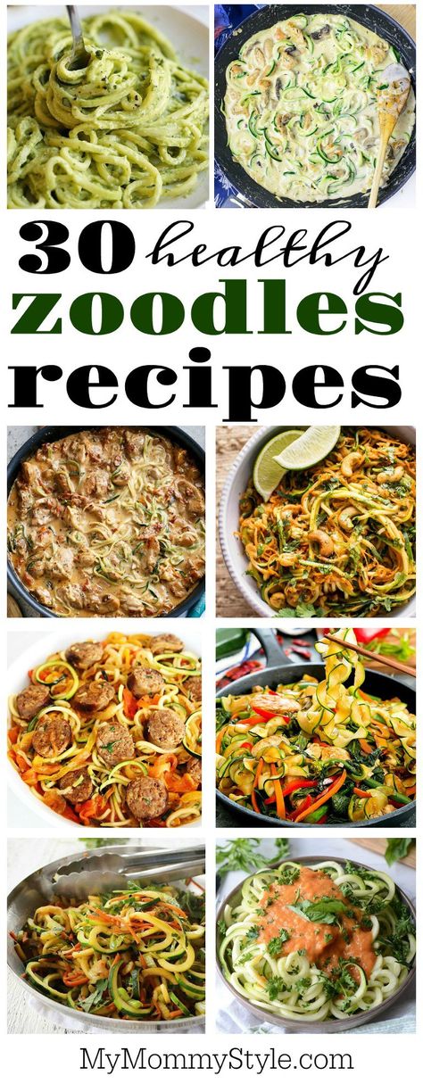 Learn how to cook zoodles with 30 healthy and incredibly delicious recipes. Zucchini noodles are a healthy option to pasta and they taste so good! Cooking Zoodles, Recipes Zucchini, Zoodle Recipes, Recipes Learn, Spiralizer Recipes, Lean And Green Meals, Instagram Friends, Awesome Recipes, Zucchini Noodles