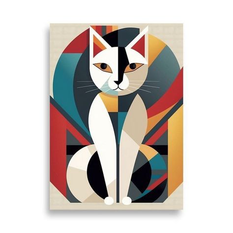 Cats Art Drawing, Cubism Art, Geometric Design Art, Jewish Art, Cat Painting, Cat Drawing, 그림 그리기, Painting Inspiration, Cat Art