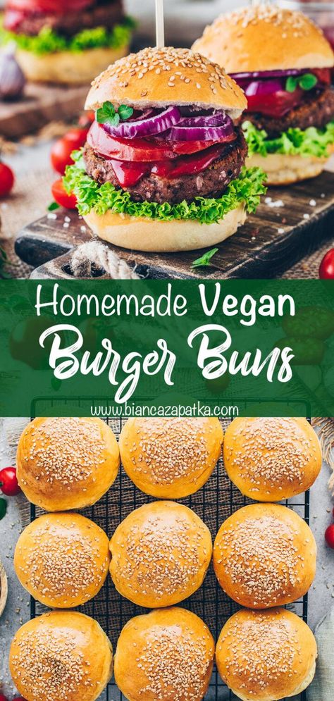 Vegan Brioche Buns, Vegan Hamburger Buns, Vegan Buns, Homemade Vegan Burgers, Vegan Burger Buns, Mini Burger Buns, Homemade Burger Buns, Burger Bread, Burger Buns Recipe