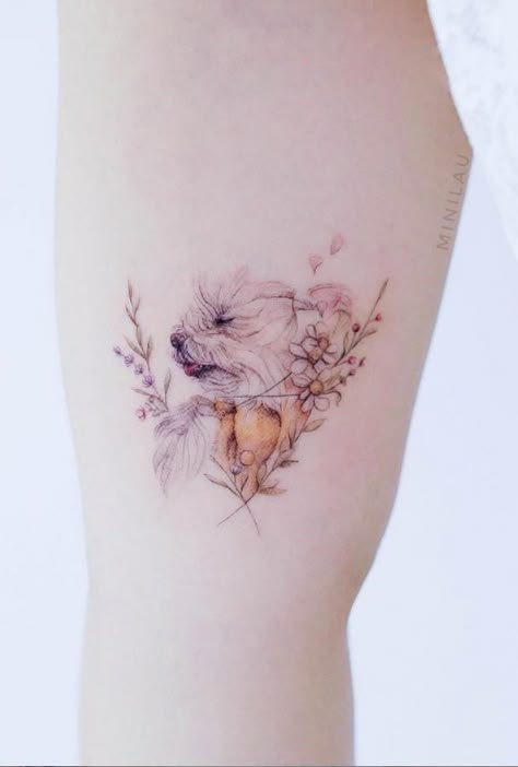 Unique Mini Tattoos, Small Dog Tattoos, Tattoos For Dog Lovers, Dog Memorial Tattoos, Mini Tattoo, Fresh Tattoo, Original Tattoos, Geniale Tattoos, Cute Little Tattoos