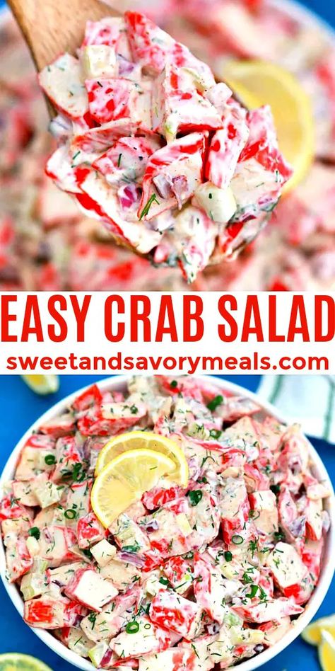 Crab Salad Recipe [Video] - Sweet and Savory Meals Easy Crab Salad, Picnic Salad, Crab Pasta, Crab Salad Recipe, Sea Food Salad Recipes, Crab Dishes, Friends Recipes, Fantastic Recipes, Creamy Dressing