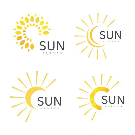 Premium Vector | Sun logo template icon design illustration Sun Illustration Design, Sun Symbol Design, Sun Logo Ideas, Sunshine Logo Design, Sun Logo Design Ideas, Sunrise Logo Design, Logo Sunrise, Sun And Moon Logo, Sun Logos