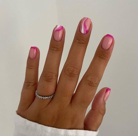 Swirl Nail Designs, Nails Swirl, Swirl Nail, Swirl Nails, Pink Acrylic, Art Summer, Pink Acrylic Nails, Nail Art Summer, Holiday Nails