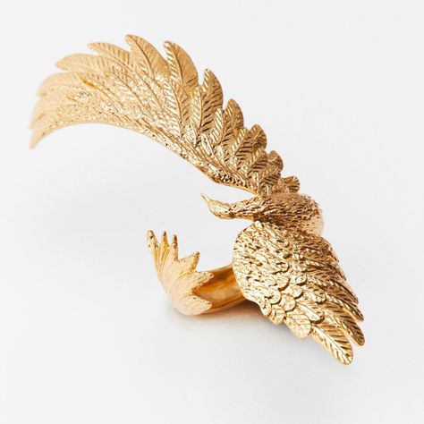 Unique Statement Piece Gold Phoenix Is 6” In Length Hinge Closure On Cuff Bracelet Opening Is 2.75” Diameter Nwot Same Day / Next Day Shipping 5 Seller Zara Cuff Bracelet Phoenix Statement Bracelet Boho Bird Dragon Eagle Wing Gold Feathers Phoenix Bracelet, Bird Dragon, Zara Bracelet, Big Gold Chains, Peacock Bracelet, Bird Bracelet, Phoenix Jewelry, Flower Cuff Bracelet, Enchanted Jewelry