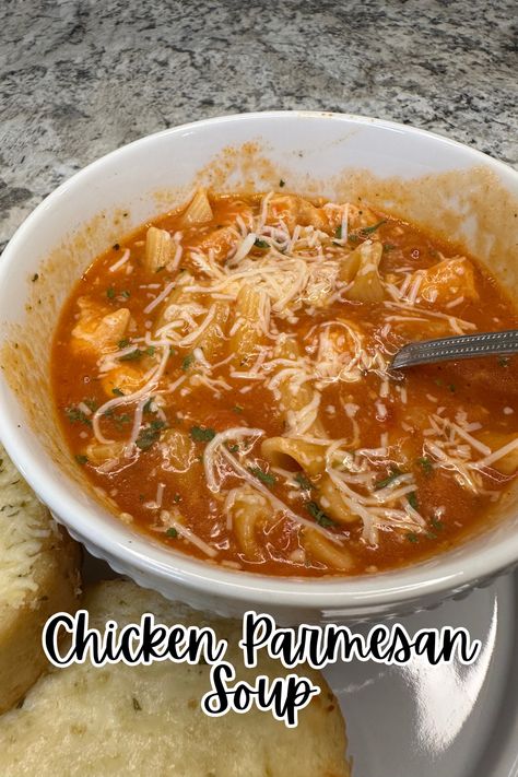 Warm and comforting, this Chicken Parmesan Soup combines all the delicious flavors of your favorite chicken parm in a hearty, savory bowl. Perfect for cozy nights! Parmesan Soup Recipe, Chicken Parm Soup, Chicken Parmesan Soup Recipe, Parm Soup, Chicken Parmesan Soup, Green Bean Casserole Bacon, Creamy Parmesan Chicken, Parmesan Soup, Cornbread Dressing Southern