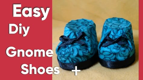 Crochet Gnome Shoes, How To Make Shoes For Gnomes, Gnome Shoe Patterns Free, How To Make Gnome Boots, Gnome Shoes Diy Patterns Free, Gnome Accessories Diy, Gnome Shoes Diy Patterns, How To Make Gnome Shoes, Gnome Arms