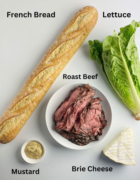 This recipe for hearty roast beef and brie sandwiches was inspired by the delectable Gatsby Arrow sandwich at Booeymongers in Georgetown. It's a sensational flavor combination! Roast Beef Baguette Sandwich, Sandwich With Brie Cheese, Brie Cheese Sandwich, Roast Beef Baguette, Brie Sandwich, Rare Roast Beef, Baguette Sandwich, Roast Beef Sandwich, Bread Sandwich