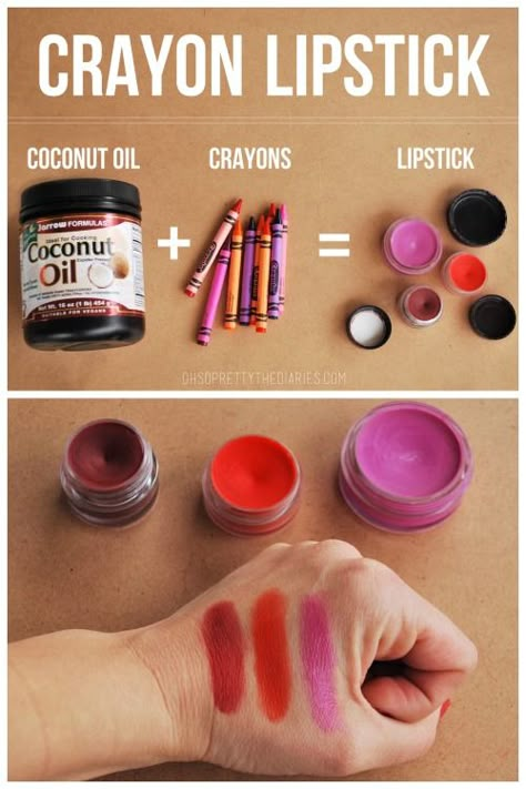 10 clutter-free gifts that kids can make: two-ingredient homemade lip gloss. Lipstick Recipe, Diy Crayon Lipstick, Diy Crayons, Diy Lipstick, Crayon Lipstick, Crayola Crayons, Diy Lips, 2 Ingredient, Lip Glosses