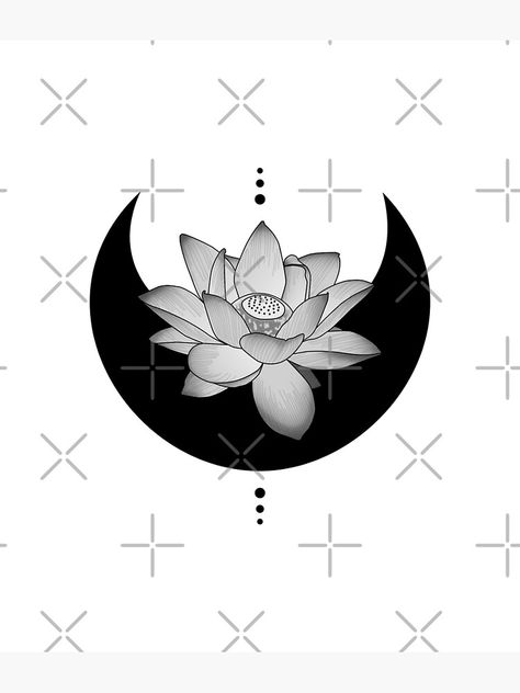 Lotus Flower Spiritual, Black Lotus Tattoo, Tattoo Poster, Lotus Symbol, Yoga Tattoos, Lotus Tattoo Design, Tattoo Posters, Stencil Outline, Moon Silhouette