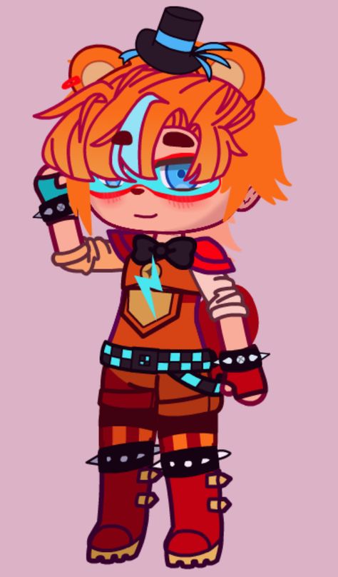 Gacha Club Glamrock Freddy, Glam Rock Freddy Gacha Club, Fnaf Sb Gacha Club, Fanf Gacha Club, Gacha Fnaf Oc, Rock Star Outfit, Fnaf Gacha, Glamrock Freddy, Gacha Characters