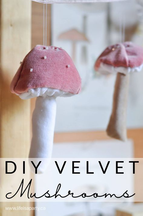 DIY Velvet Mushroom Craft: make your own Anthropologie inspired velvet mushrooms perfect as decor, or as an ornament. This DIY Velvet Mushroom craft is a fun, and quick sewing project.  I was inspired by the Antropologie ones that were available this past Christmas.  My version is quick project, and really fun to make.  Today I’m […] The post DIY Velvet Mushroom Craft appeared first on Life is a Party. Velvet Mushrooms, Life Is A Party, Christmas Fabric Crafts, Mushroom Crafts, Fabric Crafts Diy, Anthropologie Inspired, Mushroom Decor, Handmade Christmas Ornaments, Christmas Crafts For Kids