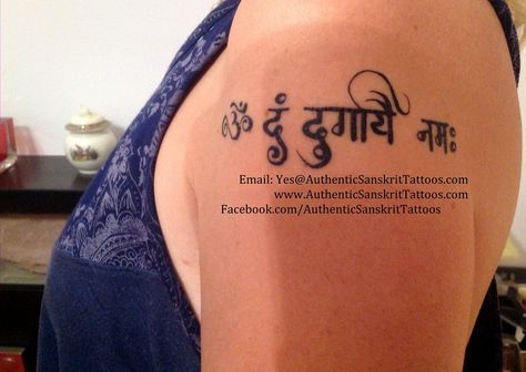 Mantra to Mother Goddess Durga - the Shakti - the Energy. In beautiful Handwritten style. Check out https://www.facebook.com/AuthenticSanskritTattoos/ for more. Durga Tattoo, Shakti Tattoo, Mantra Tattoo, Durga Mantra, Durga Ji, Goddess Tattoo, Goddess Durga, Mother Goddess, Beautiful Goddess