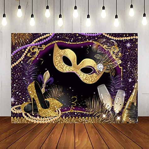 Carnival Photography, Purple Mask, Masquerade Party Decorations, Glitter Backdrop, Party Photo Backdrop, Photo Booth Prop, Glitter Banner, Feather Decor, Outdoor Party Decorations