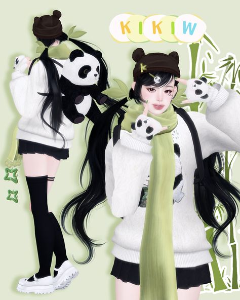 KIKIW.STUDIO-【Panda胖达】 | KIKIW.STUDIO Cc Makeup, Cc Hats, Sims 4 Anime, Sims 4 Cc Makeup, Sims Games, Sims Four, Cc Sims, Sims 4 Cc Finds, Ts4 Cc