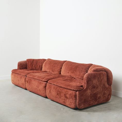 Listed on VNTG.com: Velvet Confidential sofa by Alberto Rosselli for Saporiti, 1970s | #vntg #vintage Color Sofa, Sofa Vintage, Rose Color, Vintage Designs, Vintage Style, 1970s, Velvet, Sofa, Color