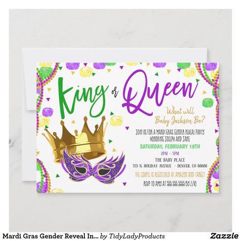 King Cake Baby, Mardi Gras Party, Gender Reveal Invitations, King Cake, Invitation Baby Shower, Fat Tuesday, Couple Shower, Baby Reveal, Baby Shower Invites For Girl