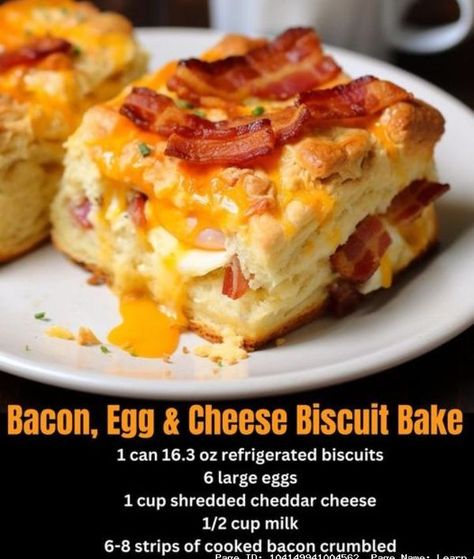 Learn new Recipes Egg And Cheese Biscuit, Brunch Casseroles, Cheese Biscuit, Delicious Breakfast Casserole, Breakfast Savory, Brunch Casserole, Bacon Egg And Cheese, Cheese Biscuits, Biscuit Bake