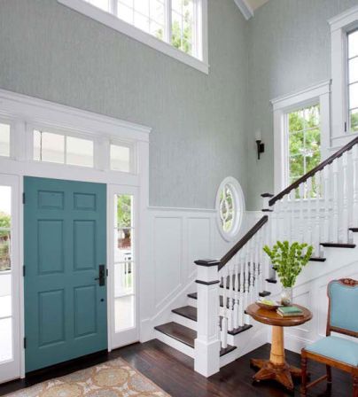 Kylie M Interiors - How to Paint the Inside of Your Front Door (and why you should) Interior Of Front Door, Door Colors, Painted Front Doors, Best Paint Colors, Front Door Colors, Door Color, Staircase Design, House Goals, Entry Way