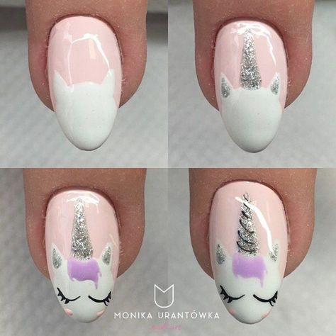 Nail Art Ideas For Beginners, Step By Step Nail Art, Art Ideas For Beginners, Unicorn Nails Designs, Nailart Tutorial, Unicorn Nail Art, Engagement Nails, Nail Art Halloween, Nail Art For Kids