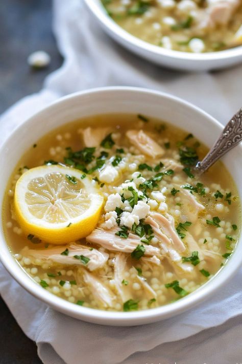 Welcome to a culinary journey with our Greek Lemon Chicken Soup! This soup brings authentic Mediterranean flavors right to your table. Greek Chicken And Lemon Rice One Pot, Mediterranean Chicken Soup, Greek Lemon Rice, Greek Lemon Chicken Soup, Mediterranean Flavors, Lemon Chicken Soup, Chicken Soup Recipe, Greek Lemon Chicken, Steamed Asparagus