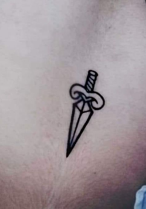 Small Medieval Tattoo, Small Dagger Tattoo Simple, Tiny Dagger Tattoo, Small Dagger Tattoo, Simple Dagger Tattoo, Starter Tattoos, Tatted Girl, Simple Hand Henna, Traditional Dagger Tattoo