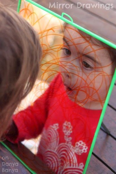 Mirror drawing with texta - easy preschooler activity Mirror Drawing, Mirror Drawings, Invitation To Play, Washable Markers, Toddler Art, Preschool Fun, My Themes, Preschool Art, Preschool Ideas