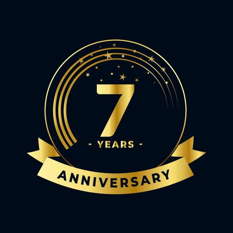 Seven Years Anniversary Celebration Gold and Black Isolated Vector Business Anniversary, 7 Year Anniversary, Church Graphic Design, Logo Icon, Anniversary Celebration, 20th Anniversary, The Seven, Year Anniversary, Logo Icons