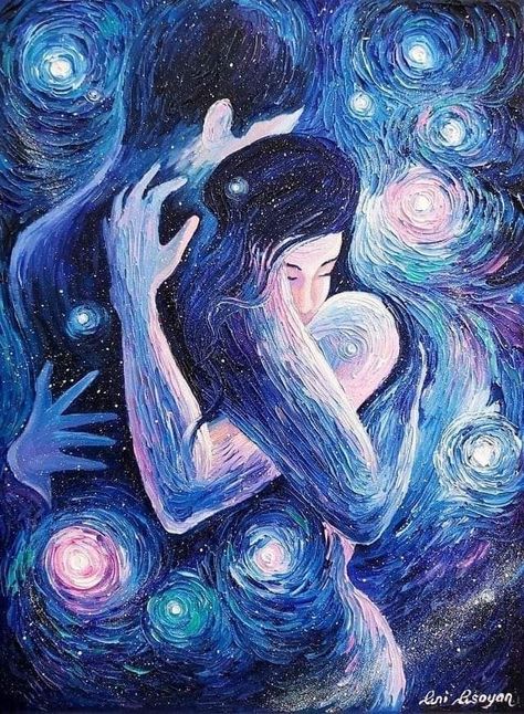 Soulmates Art, Twin Flame Art, Romantic Paintings, Flame Art, Arte Van Gogh, Art Of Love, Romantic Art, Art Inspiration Painting, Ethereal Art