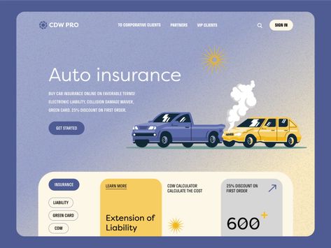 Auto - insurance - Web Design by Levi Wilson for QClay on Dribbble Ux Landing Page, Insurance Website, Landing Page Website, App Design Layout, Ui Ux Designer, Ui Design Website, Ux Designer, Web Ui Design, Webpage Design