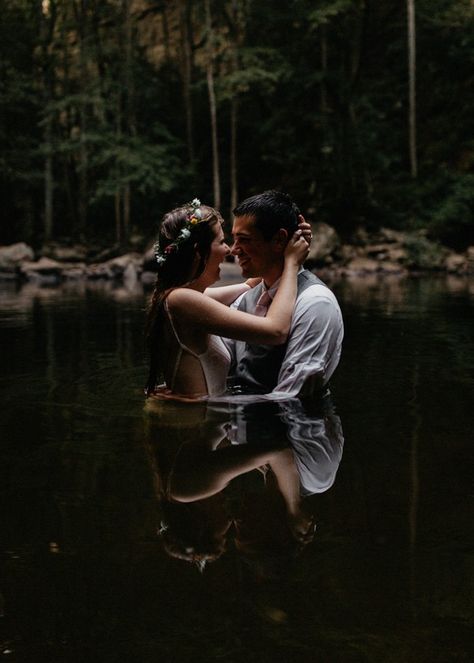 《pinterest: paigelikes 》 Waterfall Bridal Photos, Waterfall Elopement, Cloudland Canyon, Waterfall Wedding, Pinterest Wedding, Photographs Ideas, Pre Wedding Photoshoot, Forest Wedding, Elopement Inspiration