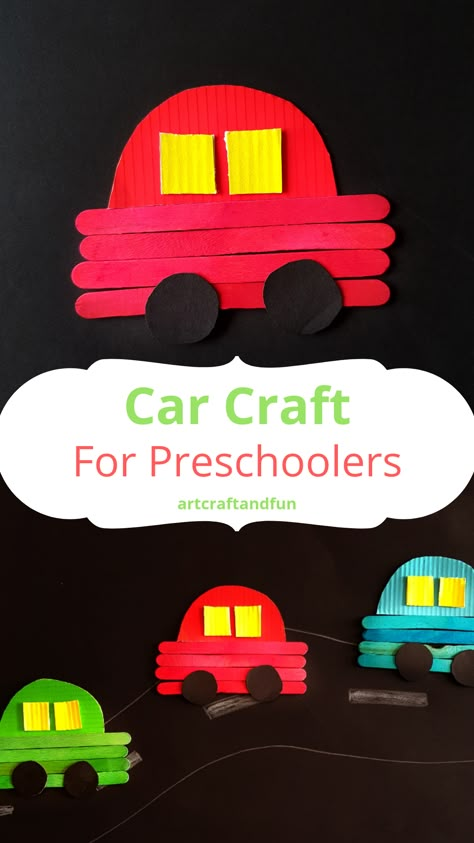 Make this adorable Car Craft For Preschoolers with your kids today. It's a super easy transport craft for preschoolers perfect for pretend play as well. #transportcraft #transportcraftforpreschoolers #transportaioncraftforpreschoolers #carcraft #carcraftusingpopsiclesticks Transport Crafts For Kids Preschool, Transport Crafts For Kids, Car Crafts For Kids, Transport Craft, Preschool Transportation Crafts, Car Crafts, Crafts For Kids Preschool, Craft For Preschoolers, Airplane Crafts