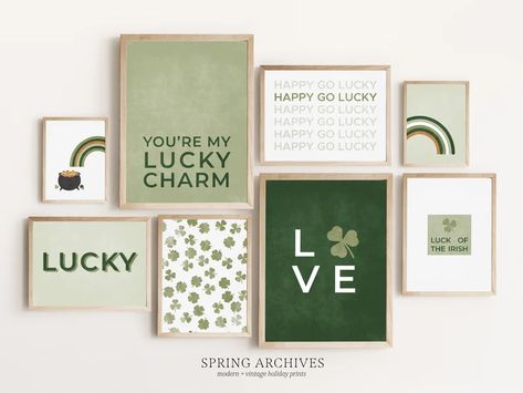 St Patricks Day Gallery Wall Bundle Set of 16 Printables - Etsy Irish Blessing Printable, Shamrock Printable, Irish Home Decor, Saint Patricks Day Art, Home Decor Green, Rainbow Printable, Gallery Wall Art Set, St. Patricks Day, Word Wall Art